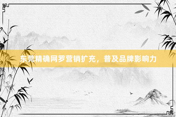 东莞精确网罗营销扩充,普及品牌影响力